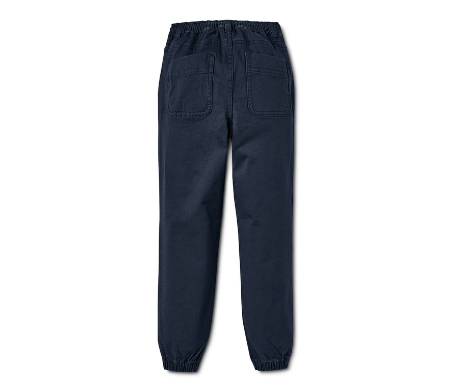 Marineblaue Chino-Schlupfhose mit Gummizugbund und zwei Gesäßtaschen.