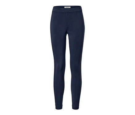 Dunkelblaue Stretchhose.