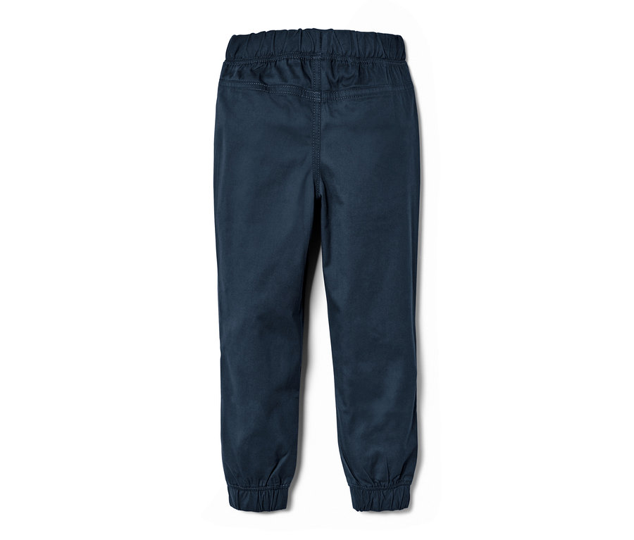 Eine dunkelblaue Kleinkinder-Schlupfhose auf einem weißen Hintergrund.
