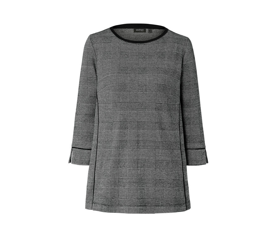 Grau kariertes Sweatshirt mit 3/4-Arm.