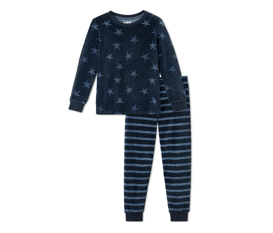 Marineblauer Nicki-Pyjama mit Sternen und Streifen.
