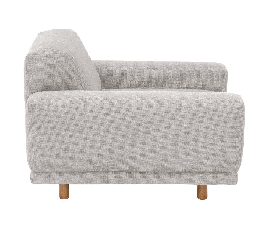 Seitenansicht des silberfarbenen Sessels »Penelope«.