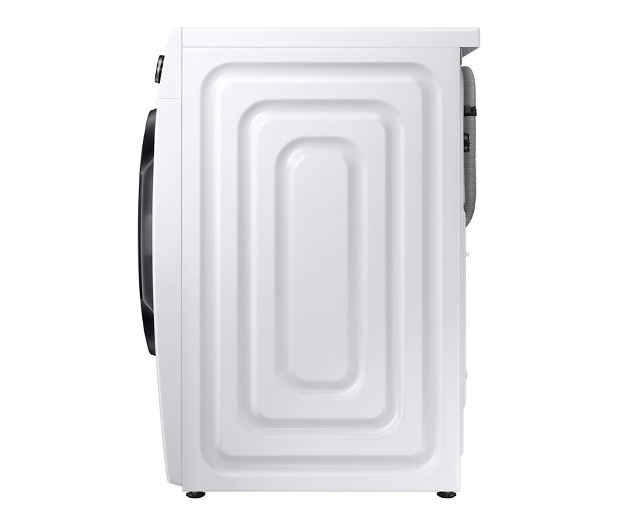Seitenansicht einer weißen Samsung-Waschmaschine »WW7QT4543AE/EG«.