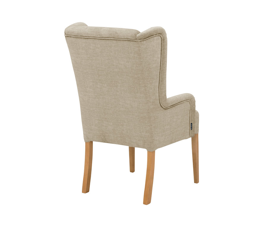 Rückansicht von »Hendrick« Hochlehner-Polsterstuhl mit Armlehne in Beige.