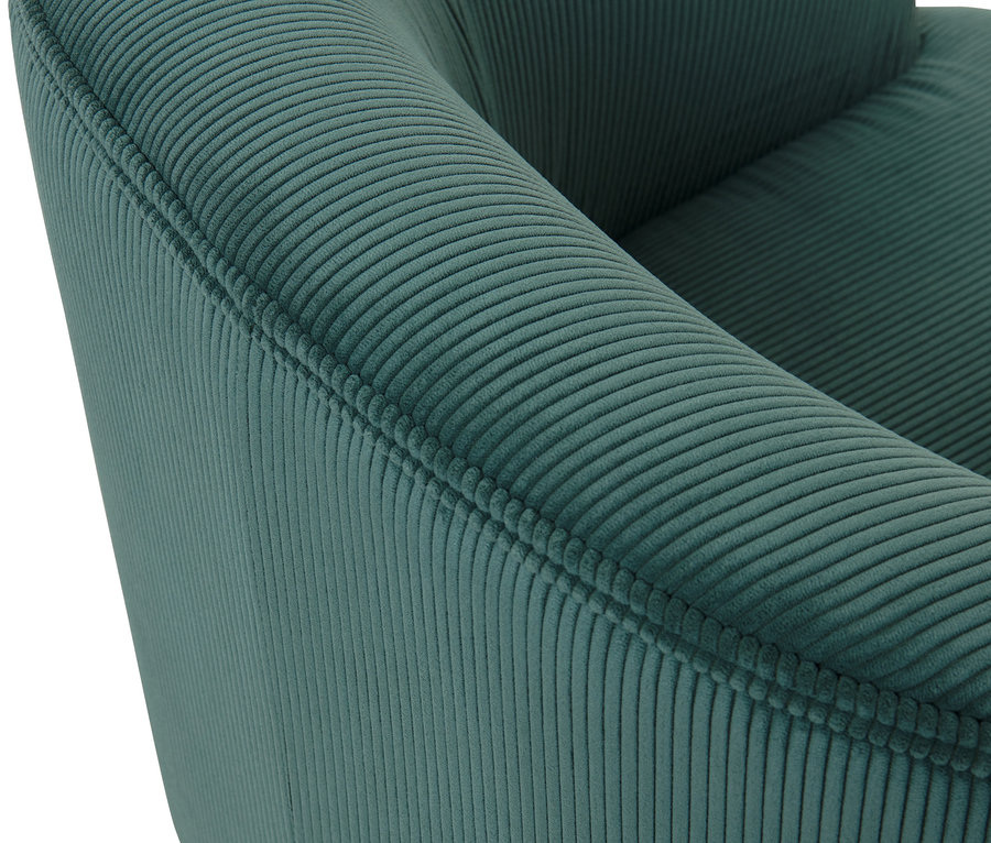 Detailaufnahme eines Sessels mit Cord-Bezug.