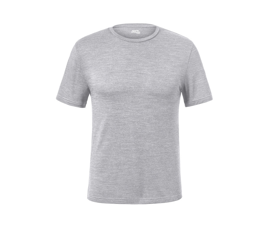 Graues Funktionsshirt mit kurzen Ärmeln aus dem 2er-Set Funktionsshirts mit RWS-Wolle.