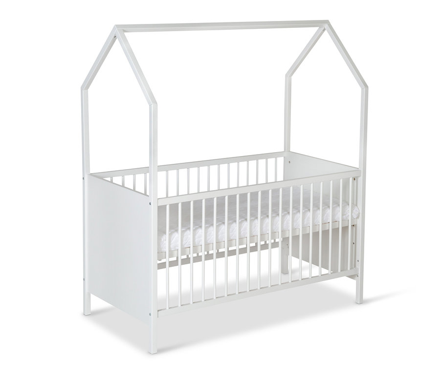 Weißes Schardt Hausbett »Venice« mit Hausrahmen und Matratze.