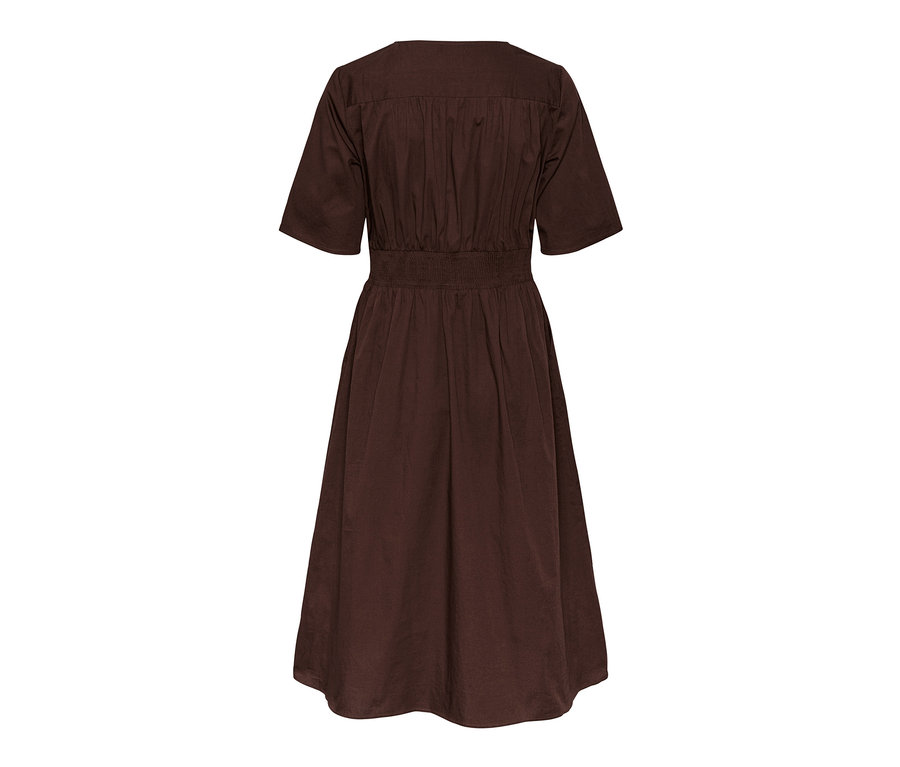 Detailansicht der Rückseite eines Midikleids.