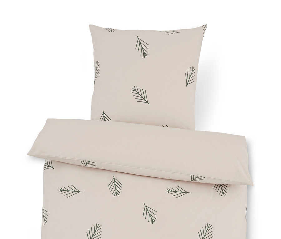 Bettbezug und Kissen aus Premium-Baumwolle, Normalgröße, mit Nadelbaumdruck.