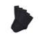 Fünf Paar schwarze Socken liegen auf einem weißen Hintergrund.