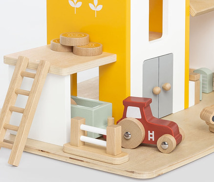 Pinolino Bauernhof »Henri« aus Holz mit Traktor, Schaf und Kuh.