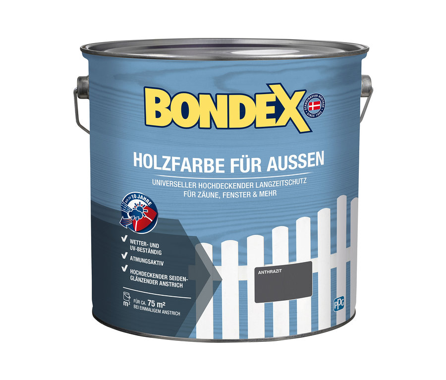 Dose Bondex Holzfarbe für Außen, 7,5 l, inkl. Verarbeitungs-Set, anthrazit.