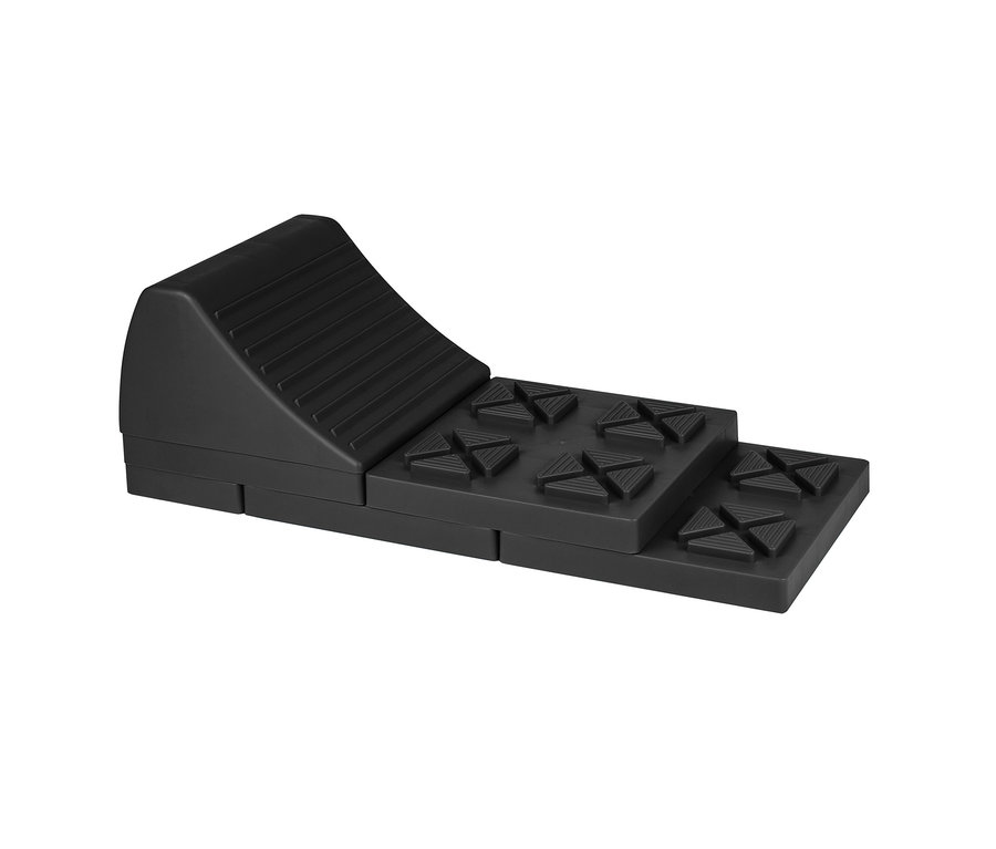 Schwarzes 10-teiliges EAL Ausgleichskeil-Set auf weißem Hintergrund.