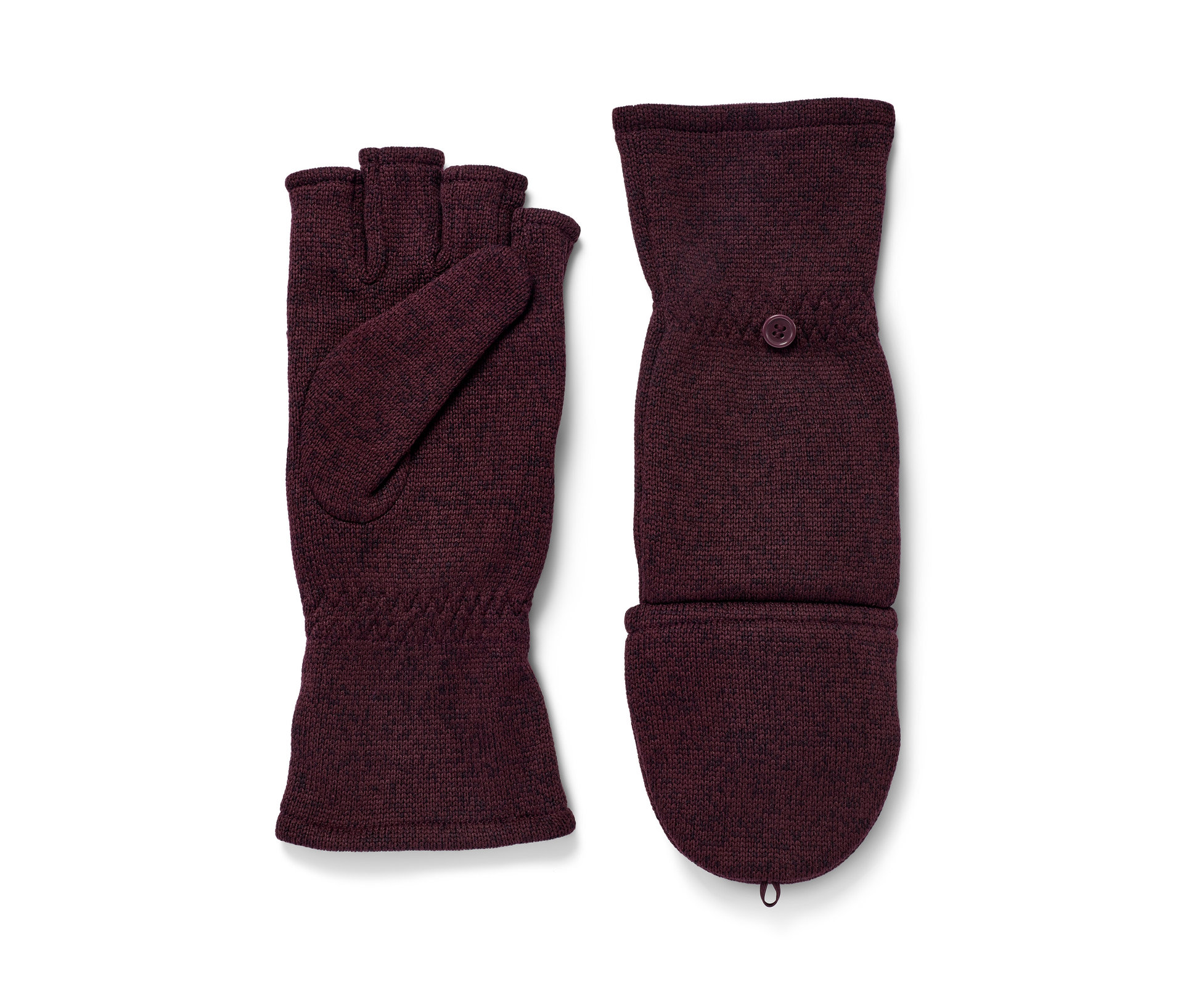 Tchibo - Strickfleece-Klappfäustlinge - Unisex - Gr. 7,5 - bordeaux