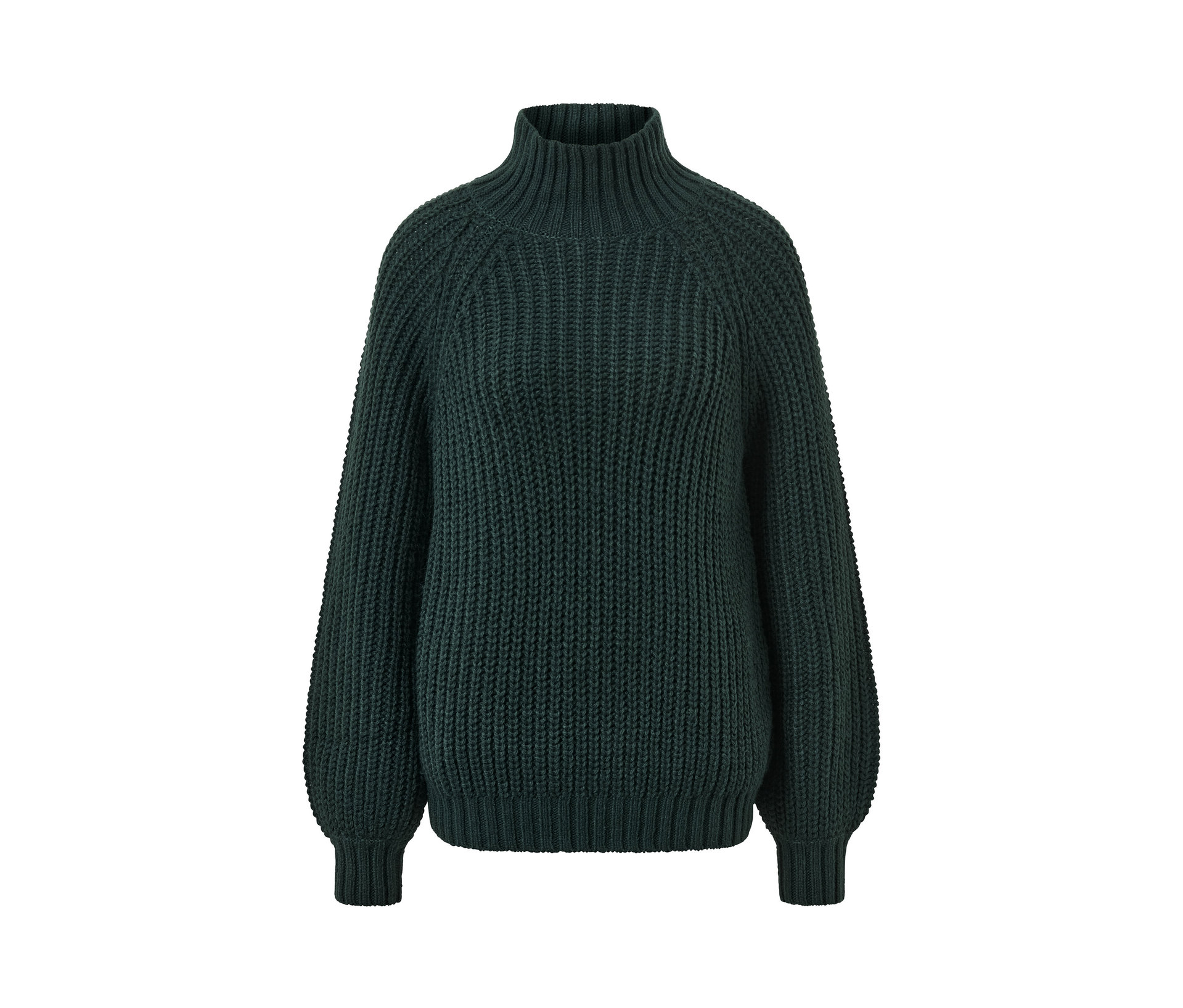 Strickpullover mit Stehkragen - Damen - Gr. L - dunkelgrün - dunkelgrün