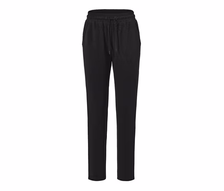 Schwarze Sweathose mit Kordelzug in der Taille.