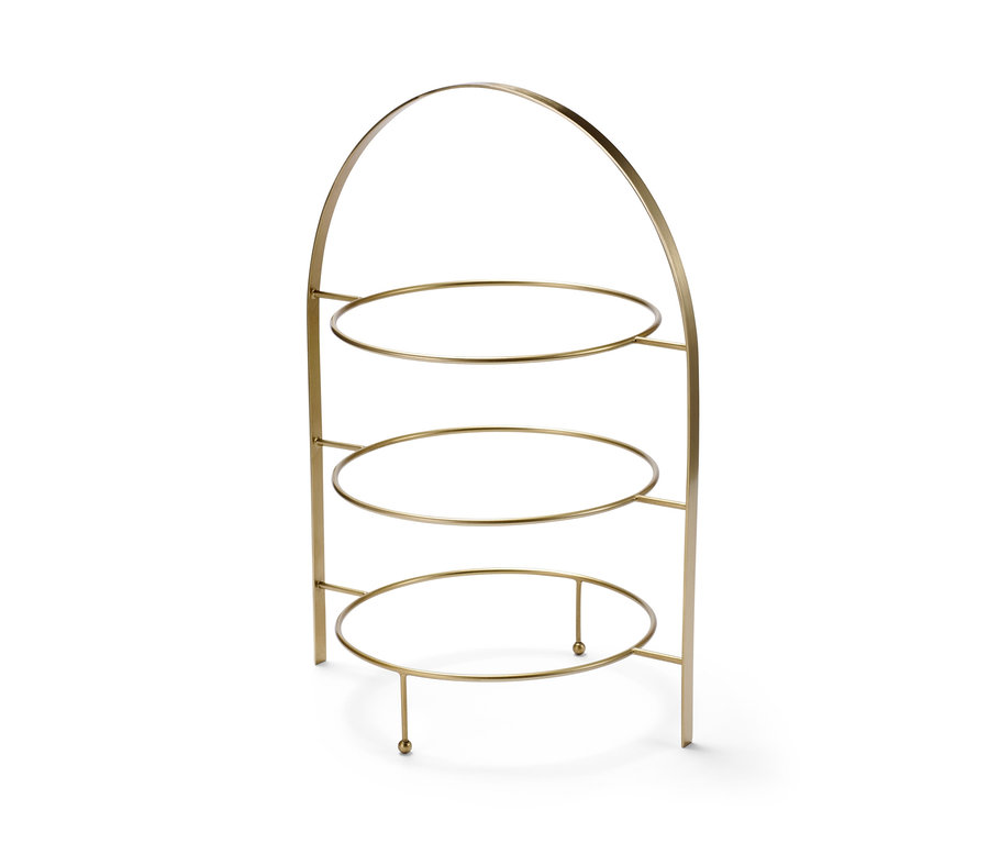 Goldene Etagere mit drei Ebenen.