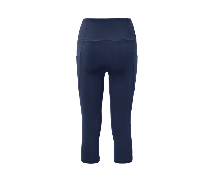 Dunkelblaue 3/4-Sport-Tight mit Taschen.