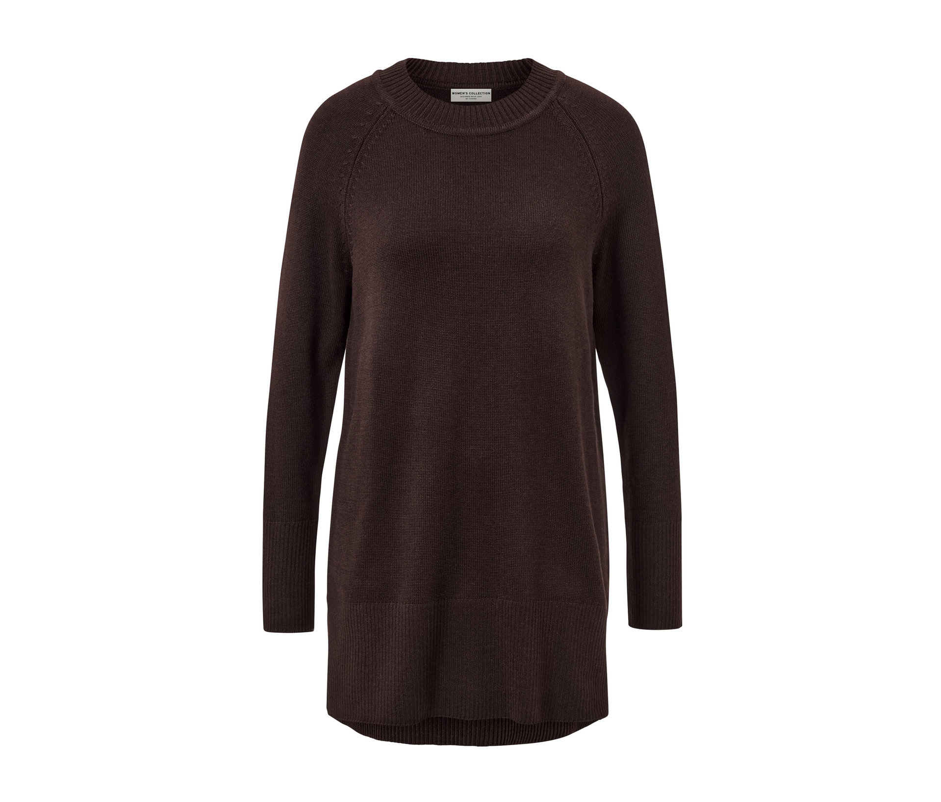 Langer Strickpullover - Damen - Gr. S - dunkelbraun - dunkelbraun