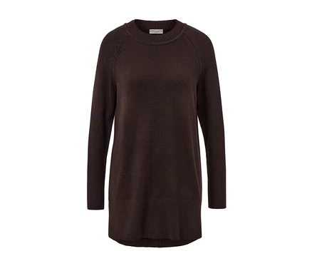 Langer Strickpullover, dunkelbraun.