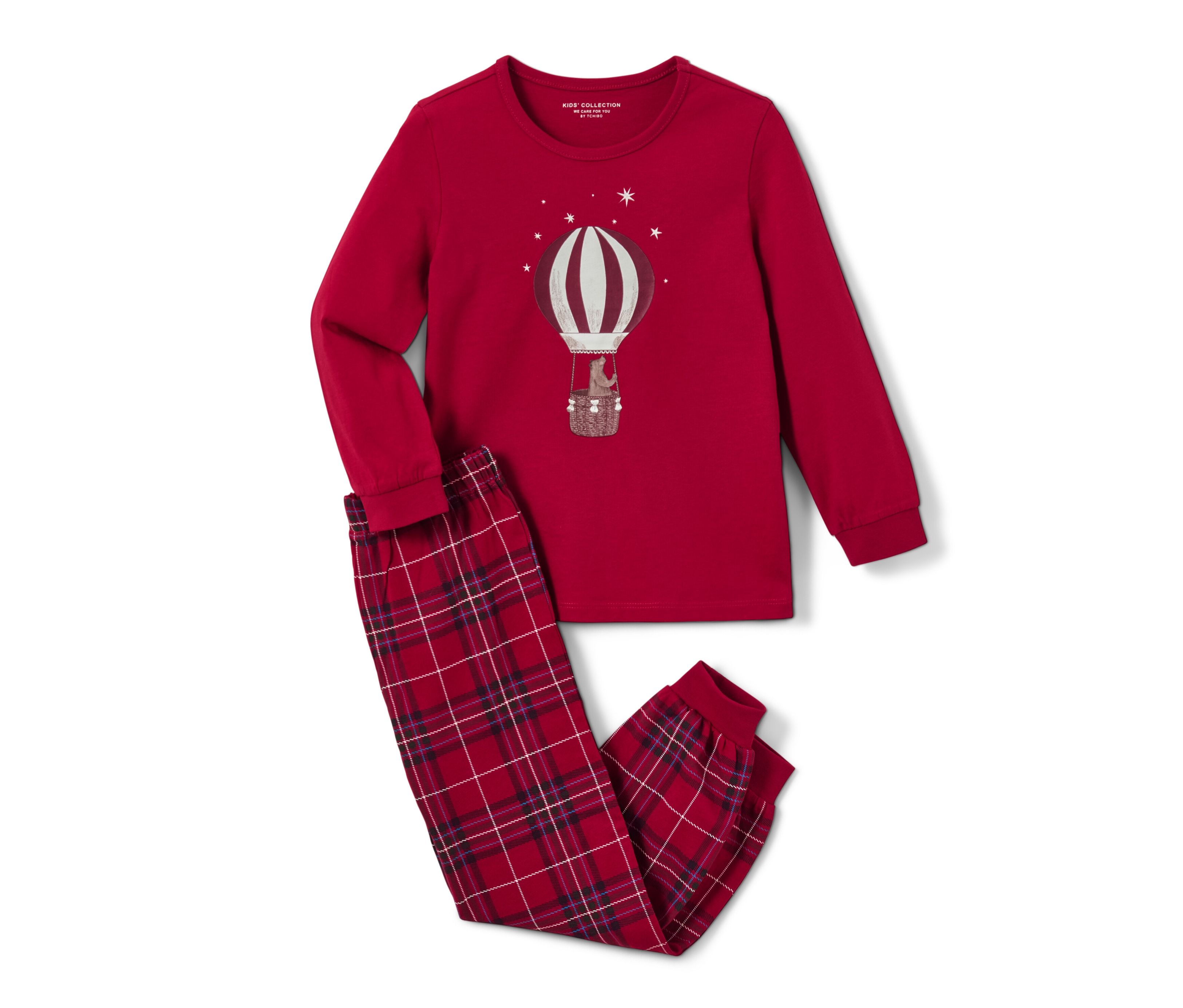 Tchibo - Kinder-Pyjama »Ballon« - Herren - Gr. 110/116 - weiß/kariert