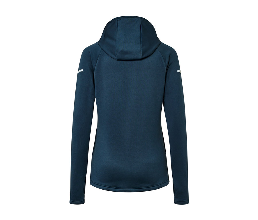 Dunkelblaue Thermojacke von hinten.