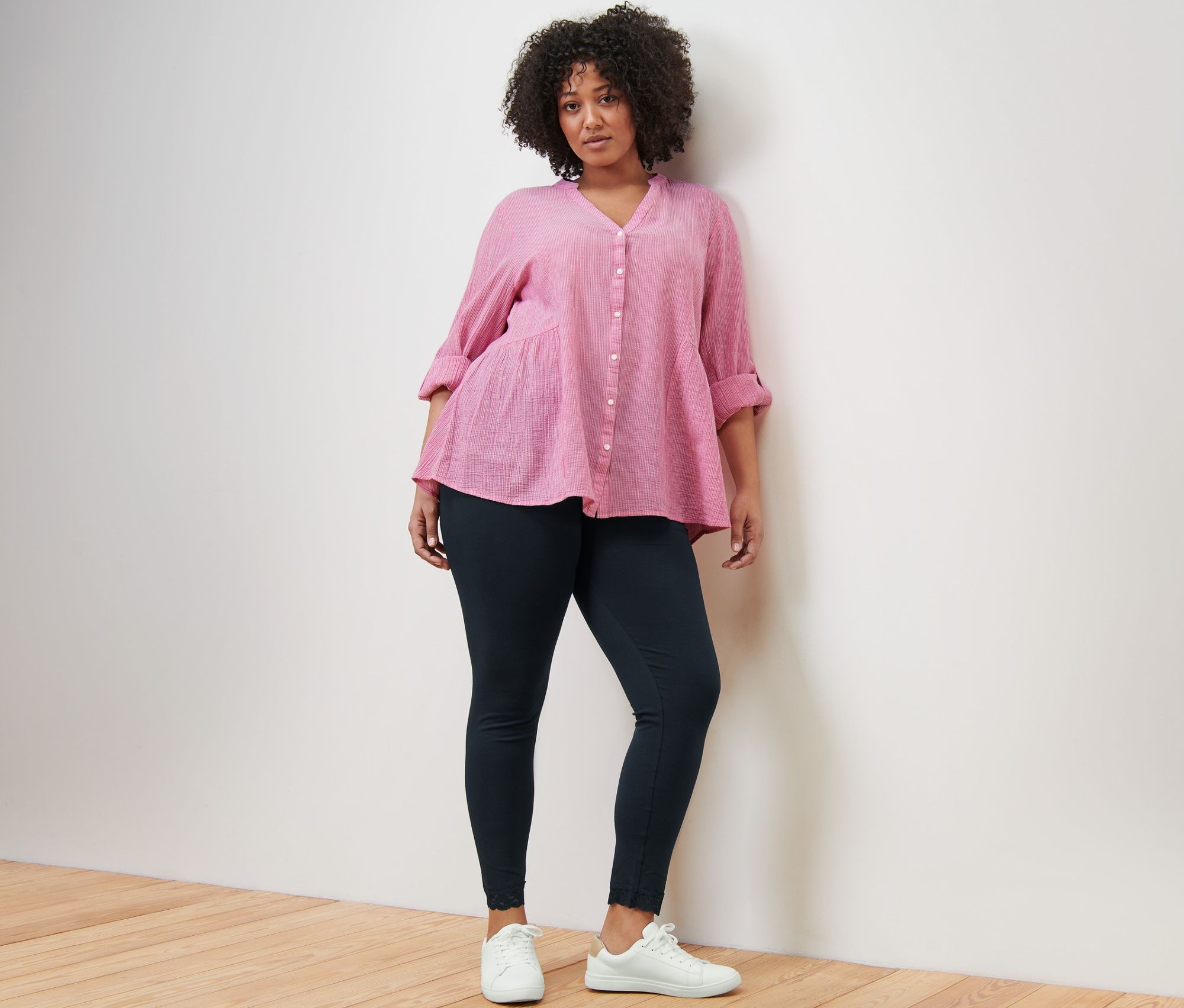 Thumbnail - Tchibo - Leggings mit Spitzenborte - Damen - Gr. M - dunkelblau