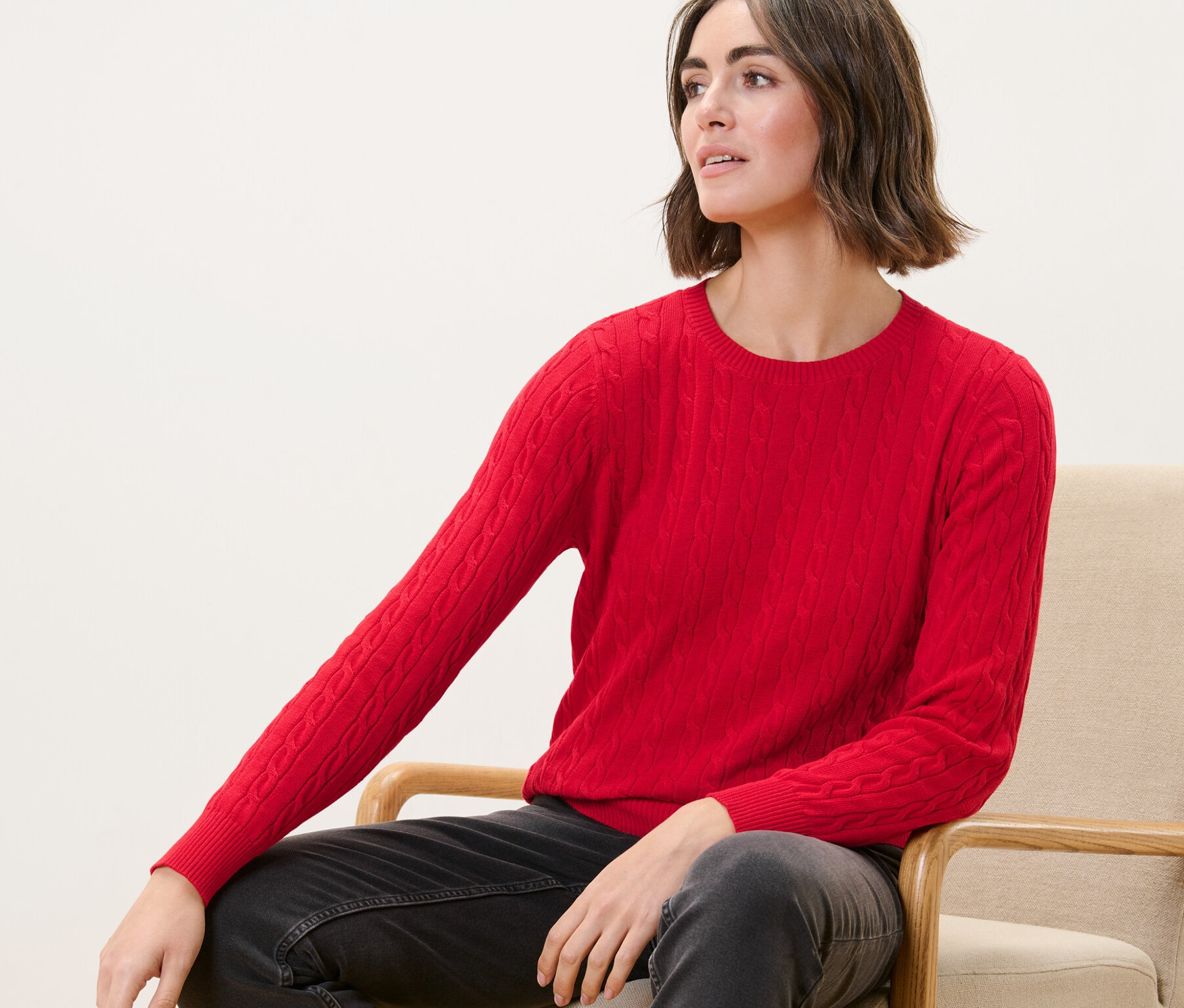 Thumbnail - Tchibo - Zopfstrickpullover - Damen - Gr. XL - rot