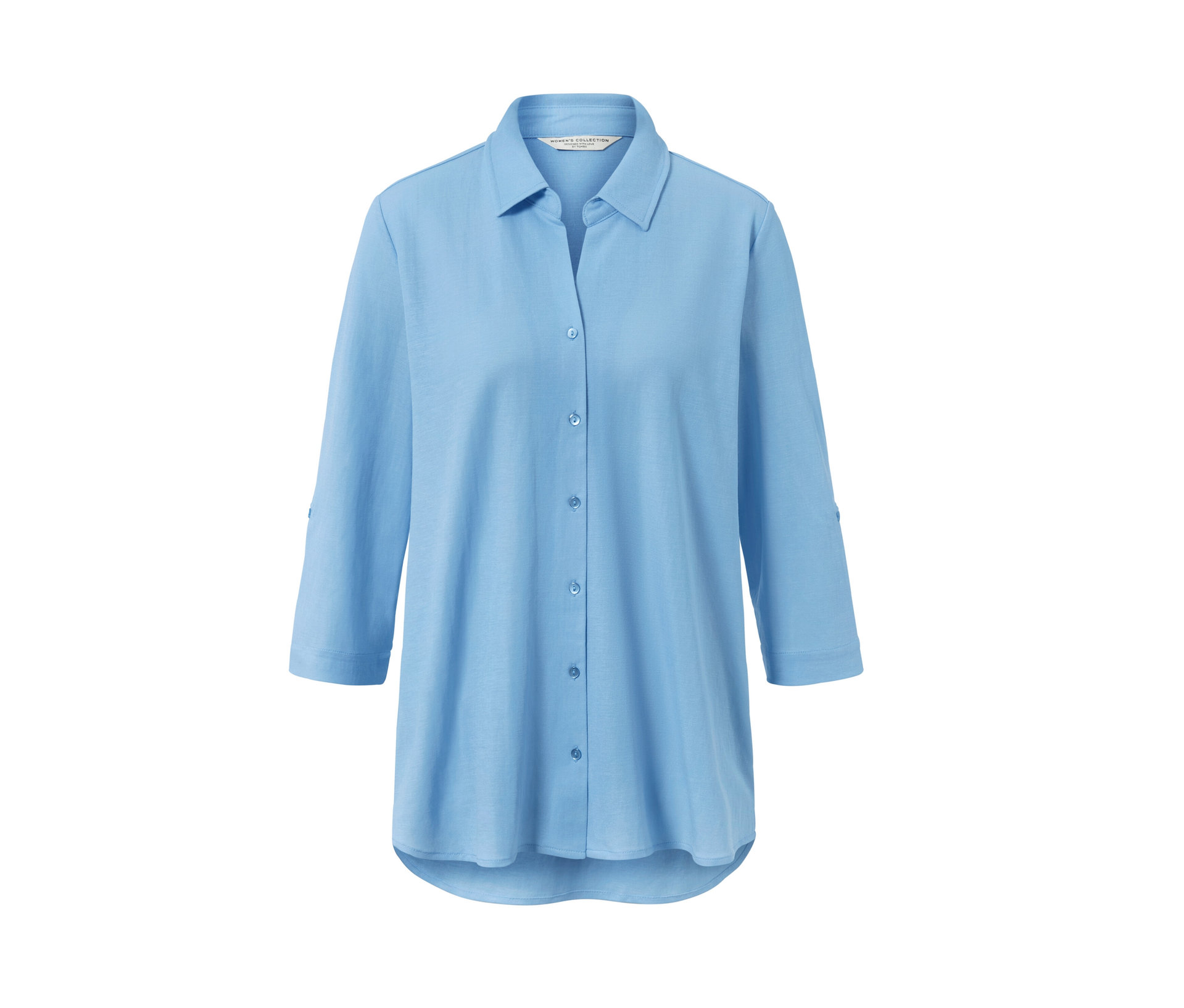 Piqué-Jerseybluse - Damen - Gr. 50 - hellblau - hellblau