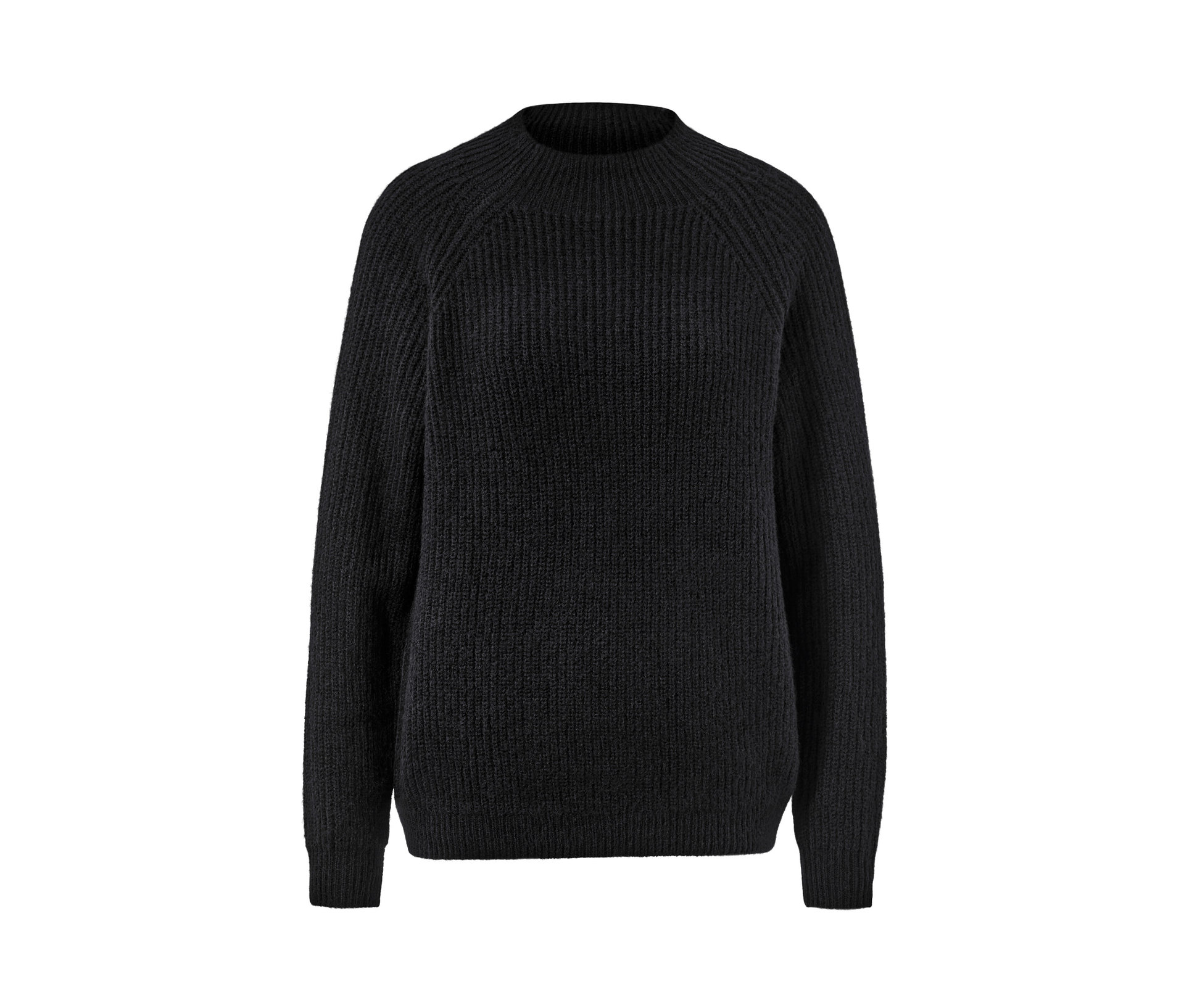 Grobstrickpullover mit Stehkragen - Damen - Gr. M - schwarz - schwarz
