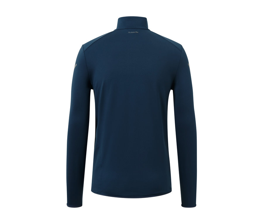 Detailansicht von Rückseite des blauen Thermo-Funktionsshirts.