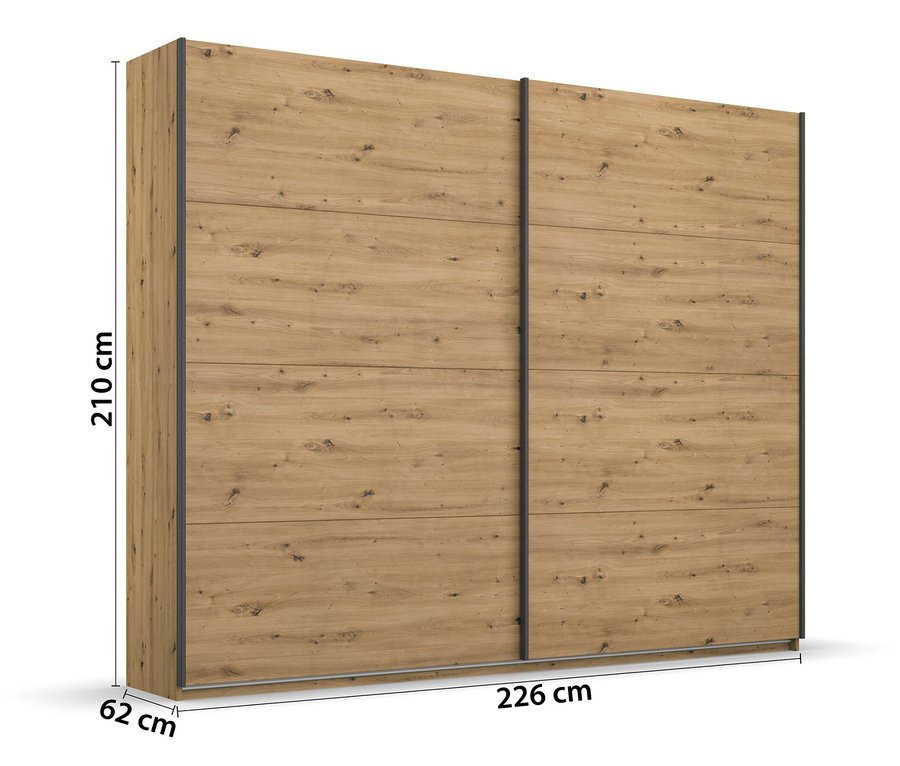 Ein zweitüriger Rauch Schrank »Apollon« mit Holzdekor und Schiebetüren.