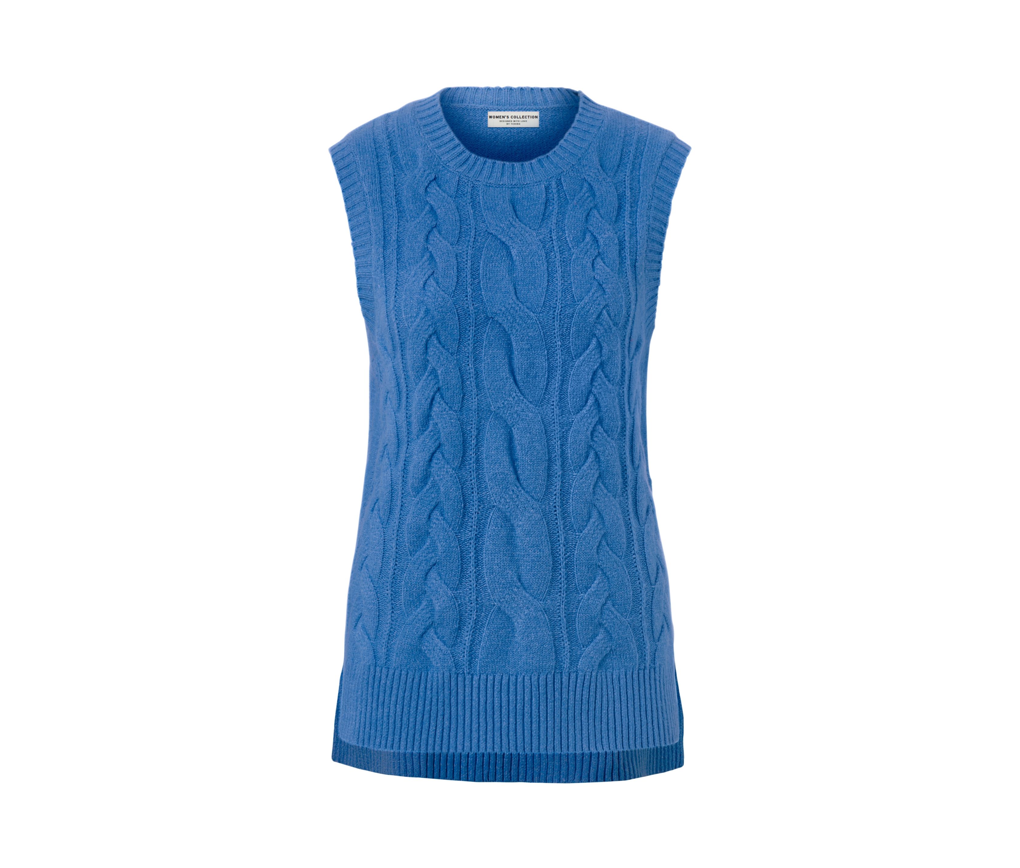 Tchibo - Strick-Pullunder mit Zopfmuster - Damen - Gr. M - hellblau