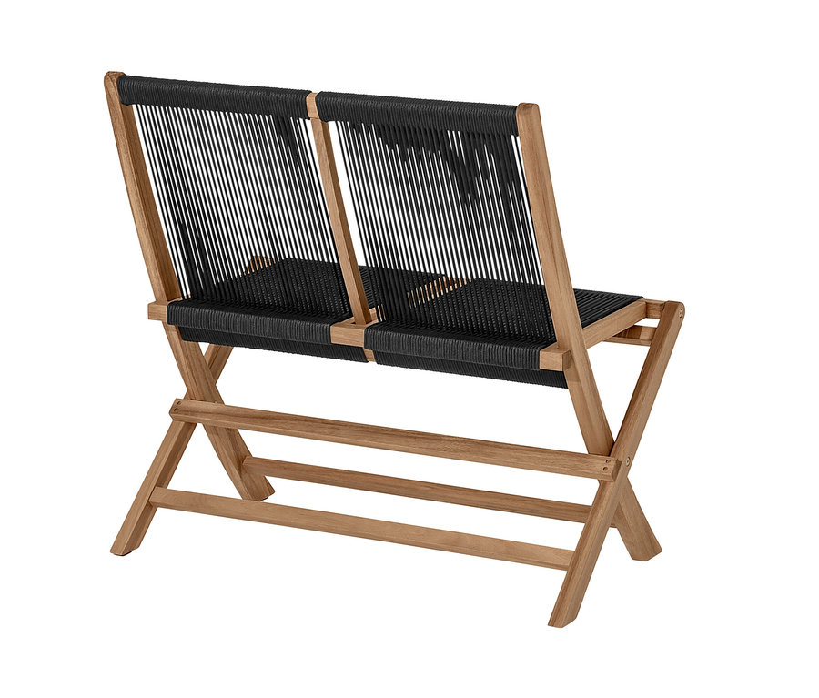 Klappbare Gartenbank mit Textilgeflecht.