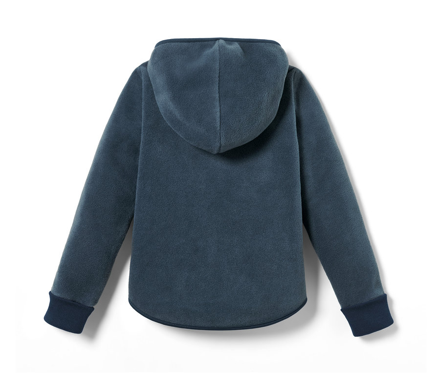 Blaue Baby-und-Kleinkinder-Fleecejacke von hinten.