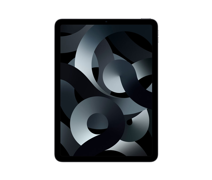 Frontansicht eines spacegrauen Apple iPad Air 2022 Wi-Fi mit 256 GB.