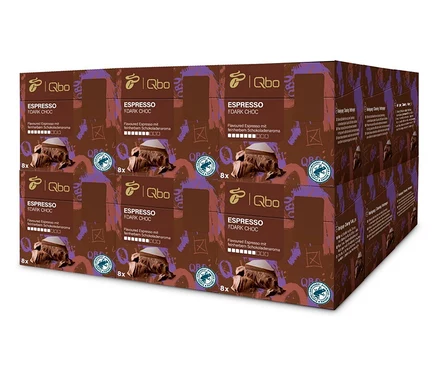 Mehrere Packungen Qbo Flavoured Espresso Dark Choc - 144 Kapseln.