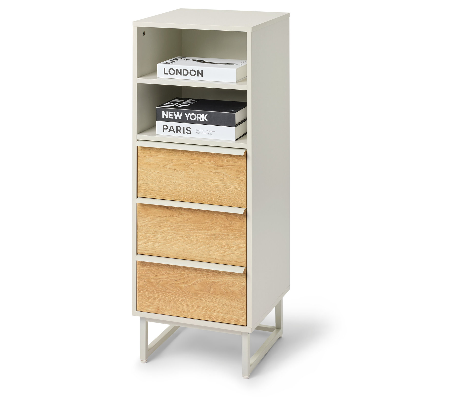 Tchibo - Schubladenturm »Leeg« mit 3 Schubladen und 2 Fächern - 40x40x107,5cm - hellgrau - - Holzwerkstoffe / Metall