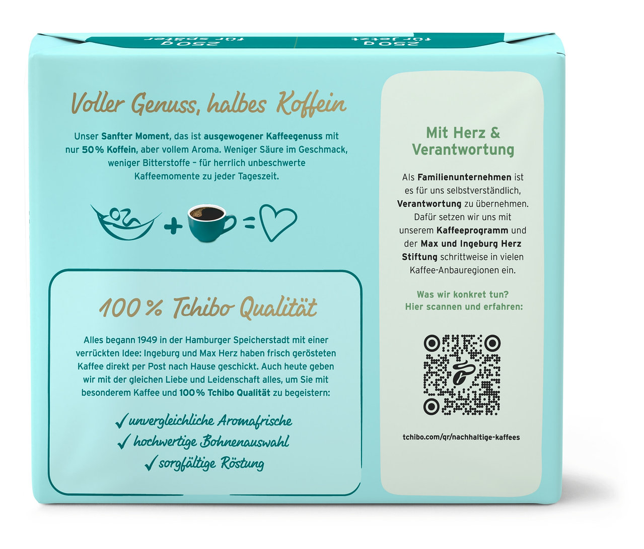 Packung Sanfter Moment - 4 x 500 g gemahlener Kaffee.