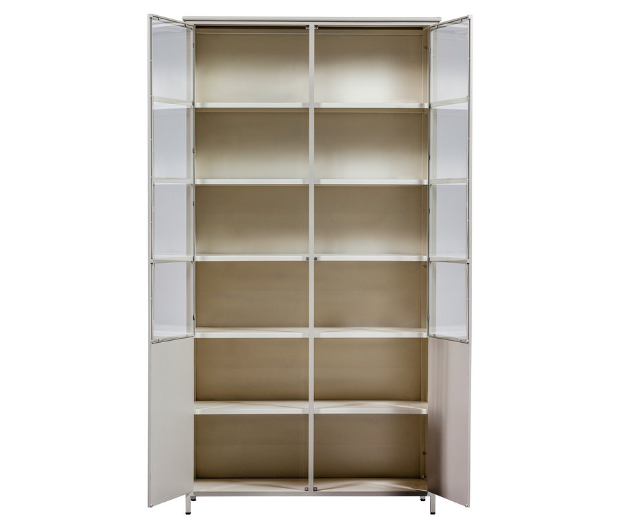 Offene BePureHome Vitrine »Exhibit« aus Metall, khaki, mit Glastüren und Regalen.