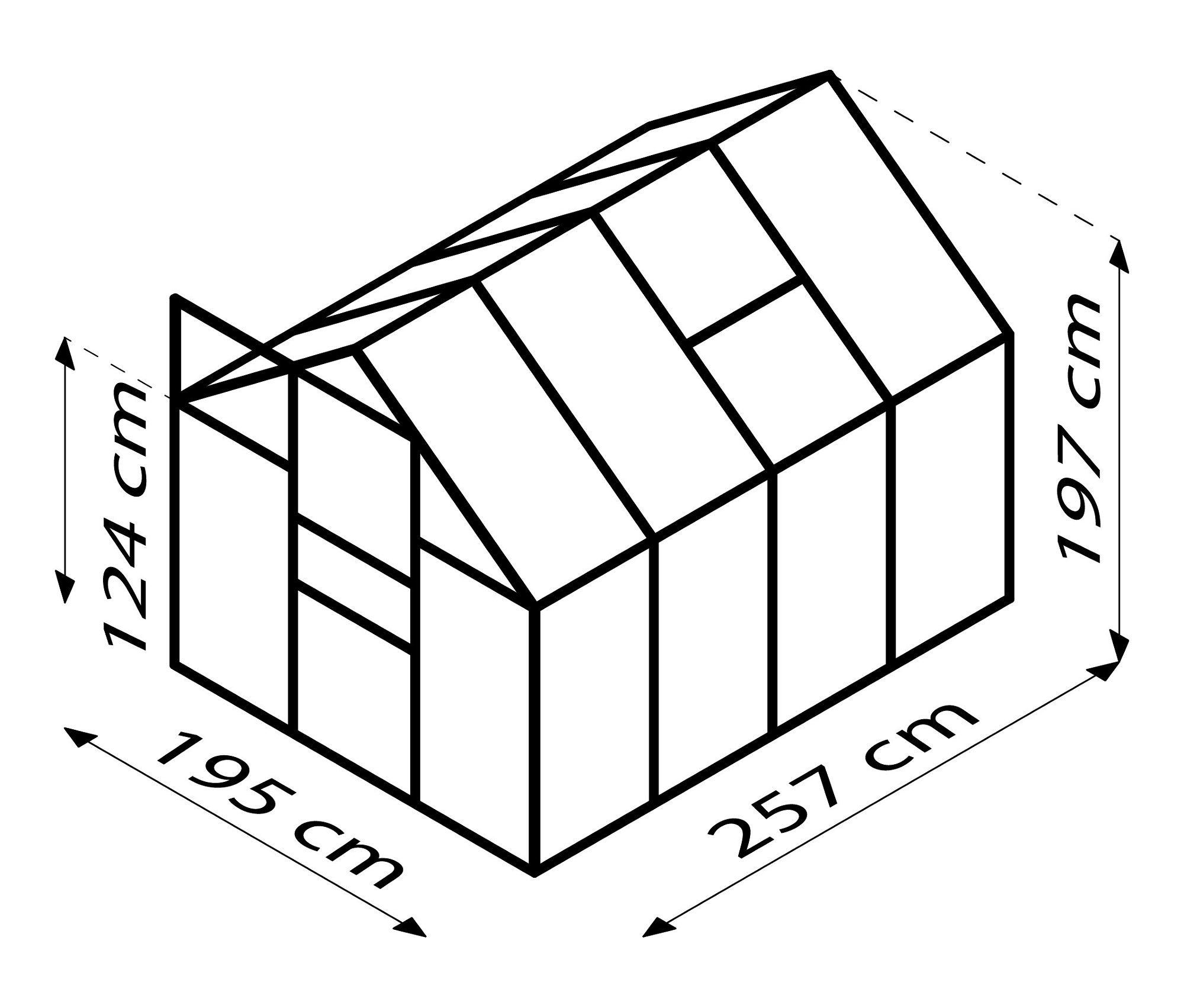 Thumbnail - Vitavia Einsteiger-Gewächshaus inkl. Fundamentrahmen - 195x257x197cm - schwarz - Aluminium / Stahl / Kunststoff