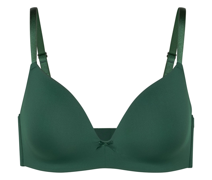 Grüner Bügel-BH mit Schleife in der Mitte.