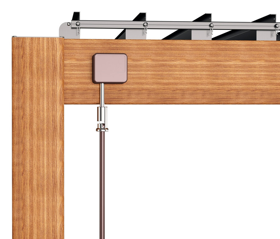 Detail einer Leco Premium Pergola, 3 x 4 m, inklusive 2 Seitenwänden, Holzdekor.
