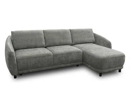 Graues DOMO Ecksofa Longchair, rechtsbündig.