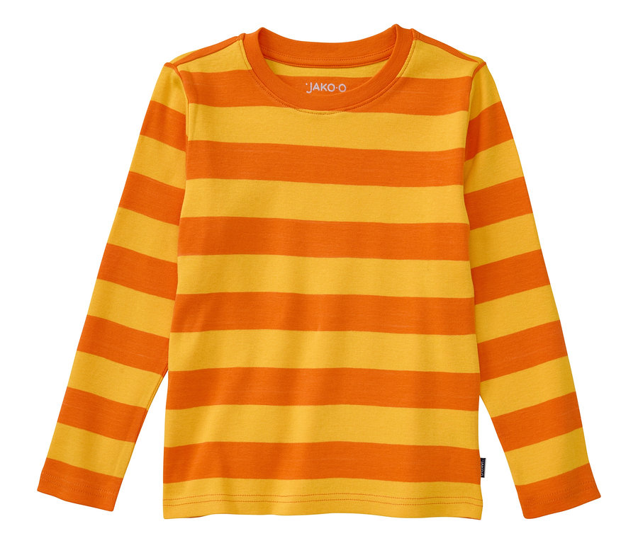 Das JAKO-O Streifenshirt ist gelb-orange.