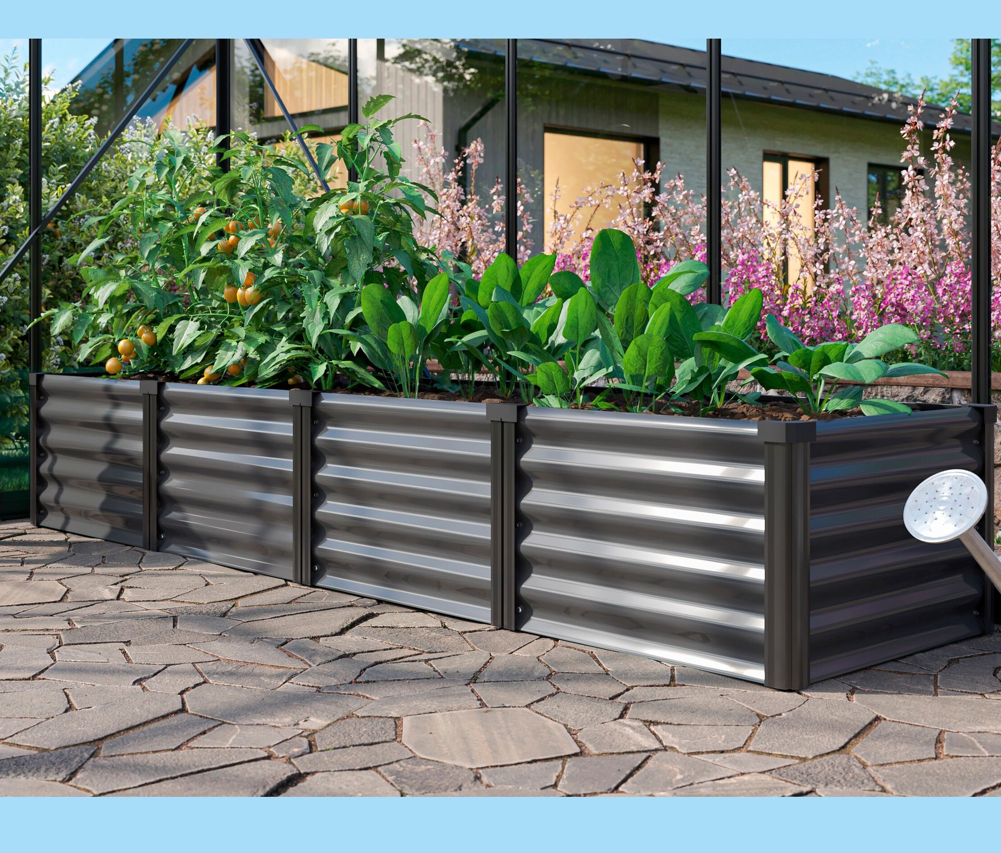 Thumbnail - Vitavia Hochbeet 401 mit erhöhter Arbeitsfäche - 65x245x40cm - schwarz - Aluminium