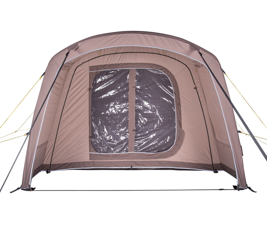 Frontansicht des braunen Tambu 4-Personen-Familien-Luftzelts BISALA 4.