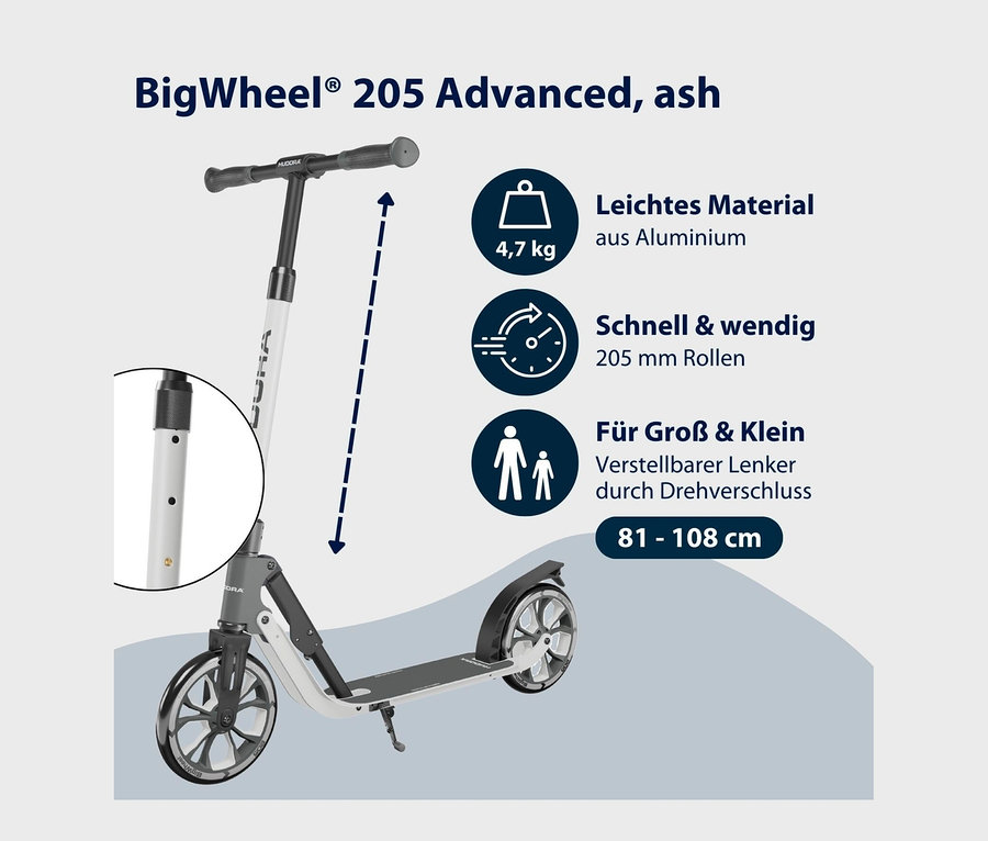 Grau-weißer HUDORA Scooter»BigWheel® 205« advanced.