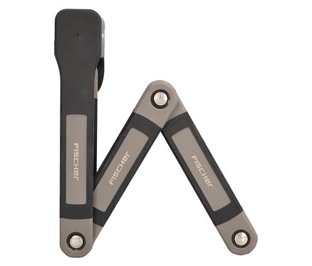 Das Fischer Faltschloss Plus FK90/8 ist teilweise geöffnet zu sehen.