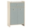 Highboard »Sonderby« mit zwei Türen in Nordic Blue Oak und hellem Holzrahmen, Fronten mit vertikalen Rillen und drei Griffen.